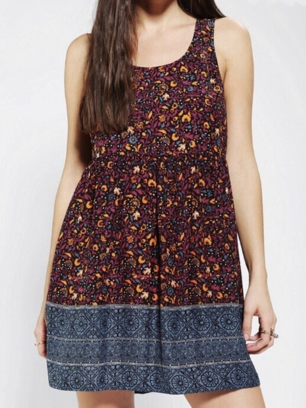 Antropologie Ecote Autumnal Multi Coloured Floral Mini Dress